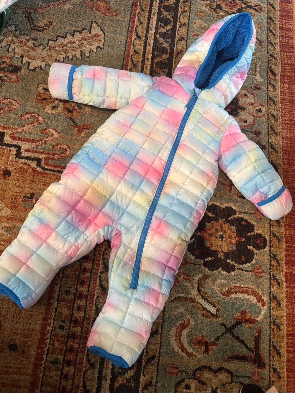 Snozu Baby Sherpa-Lined Quilted Bunting Snowsuit 9-12M Pastel Rainbow Hooded